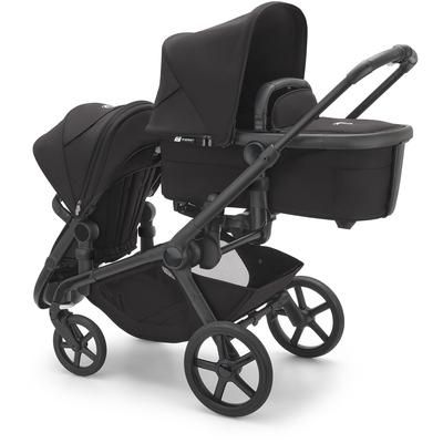 Bugaboo Kangaroo All-Position Newborn Double Stroller Bundle - Black / Dark Cherry / Dark Cherry