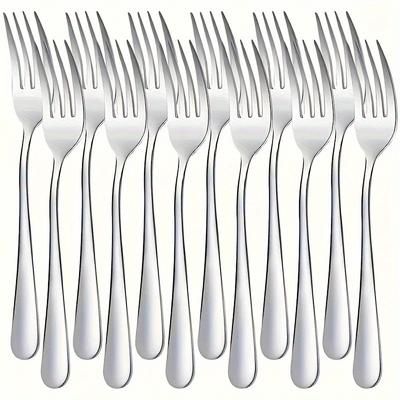 TEMU 12-piece Stainless Steel Fork Set - Elegant Dinner, Salad & Dessert Forks For Home, Restaurant Usage - Durable Cutlery Set