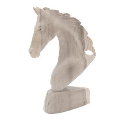 Proud Horse,'Hand Carved Hibiscus Wood Horse Head Sculpture'