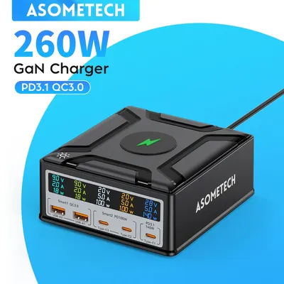 260W GaN USB C Charger PD3.1 140W USB Type C Fast Charger For Mackook Pro Tablet iPhone 14 Samsung