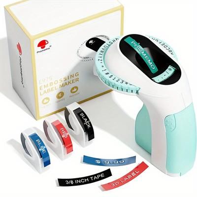 TEMU 1pc Portable Vintage Embossing Label Maker With 6 Rolls Tape, Easy-to-use Diy Machine, No Battery Required, Uncharged , Labels Print Media