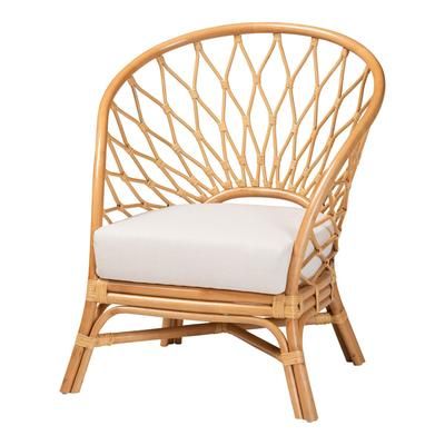 Emmeline Bohemian Honey Rattan Accent Chair by Brylane Home in Honey