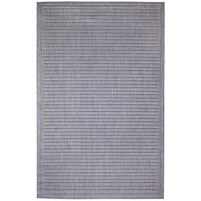 Malibu Simple Border Indoor/Outdoor Area Rug Charcoal by Brylane Home in Navy (Size 6'6" X 9'4")
