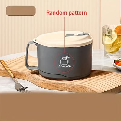 TEMU 1pc Stainless Steel Instant Noodle Bowl With Cover, Large Capacity Can Filter Water, Work Canteen Rice Bowl Lunch Box