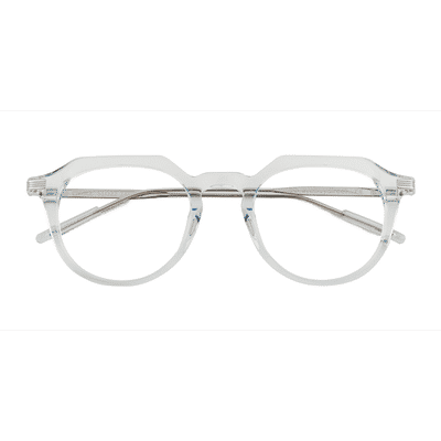 Unisex s geometric Clear Blue Silver Acetate,Metal Prescription eyeglasses - Eyebuydirect s Chisle