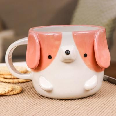 'Whimsical Animal-Themed Handcrafted Ceramic Beagle Dog Mug'