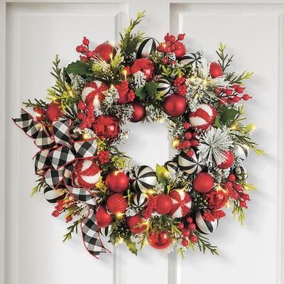 Christmas Luxe Camela Cordless Wreath - Grandin Road
