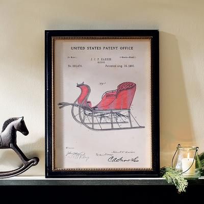 Christmas Framed Classic Sleigh Wall Art - Grandin Road