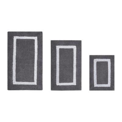 Hotel Collection 100% Cotton 3 Piece (17" X 24" | 21" X 34" | 24" X 40") Bath Rug Set by Achim Home Décor in Gray White