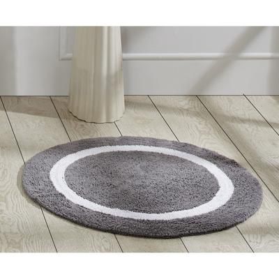 Hotel Collection 100% Cotton 30" Round Bath Rug by Brylane Home in Gray White