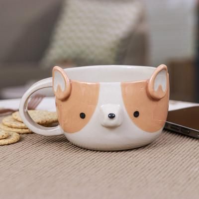 Corgi Elixir,'Whimsical 6 oz Ceramic Corgi Dog Cup with a Glossy Finish'