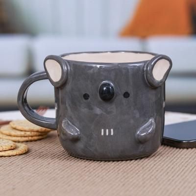'Whimsical Handcrafted Glossy-Finished Ceramic Koala Mug'