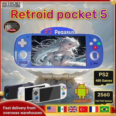Retroid Pocket 5 RP5 Retro Handheld Game Console Video Player 5.5 Inch OLED Touch Screen Android13 Wifi Bluetooth PSP PS2 Gift