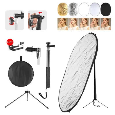60x90cm 5in1 Reflector with Tripod Stand Collapsible Multi-Disc Light Diffuer Reflectors Photography