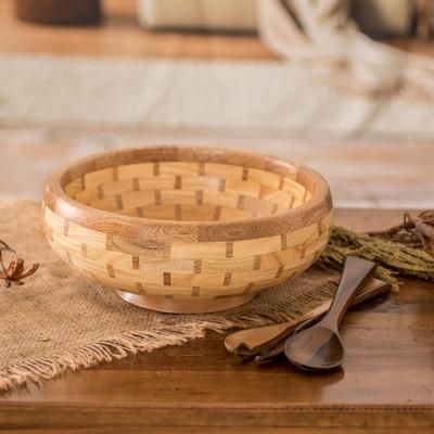 'Eco-Friendly Reclaimed Wood Salad Bowl and Two Spoon Set'