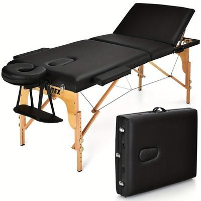 TEMU Multigot Portable Massage Table 3 Fold 84" L Adjustable Spa Bed W/ Carry Case Black