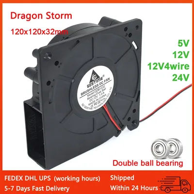 New GDB1232 2Pin 4Pin DC5V 12V 24V 120X120X32MM 12032 Large Air Volume Dual Ball Bearing BarbecueGrill Turbo Blower Cooling Fan