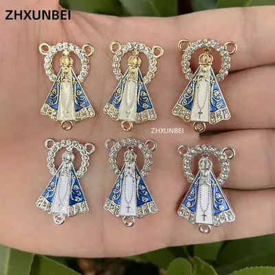 6pcs Our Lady Of Aparecida Patroness Of Brazil Catholic Medals Nossa Senhora Centerpiece for Rosary DIY Jewelry Accessories