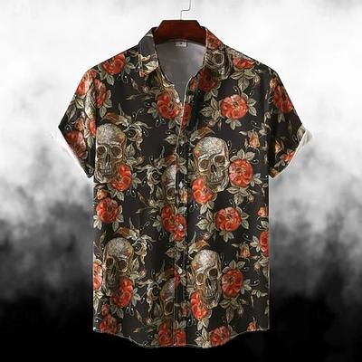 Halloween Scheletro Teschio Zucca Camicie Hawaiane Camicia Aloha Stampa Per Per uomo Per adulto Halloween Carnevale Mascherata Stampa 3D Feste Halloween