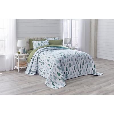 3-Pc. Microfleece Christmas Bedspread Set by BrylaneHome in Mini Trees (Size KING) Reversible Quilted Cover & Pillow Shams