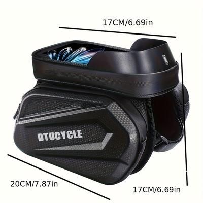 TEMU Bike Handlebar Bag, 7-inch Touchscreen Phone Pouch, Adjustable Strap, Eva Hard Shell, Top Tube Storage Case, Cycling Accessory