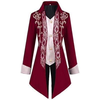 Vintage Punk Gotico 18° Secolo Cappotto Costume Cosplay Smoking Ebenezer Scrooge Dickens Vampiro Elfo Gentiluomo Ricamato Costume Per uomo Reale Stile Steampunk Natale Halloween Carnevale