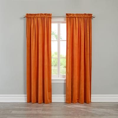 Wide Width BH Studio Velvet Rod-Pocket Panel by BH Studio in Tangerine (Size 50" W 95" L) Window Curtain