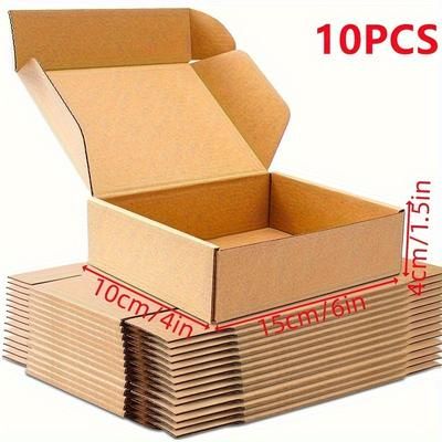 "TEMU 10pcs Cardboard Mailer Boxes - Shipping Bags With "thank You" Sticker, Beige & Brown Color Scheme, Versatile Packaging Solution For Business And Personal Use, Shipping Accessories"