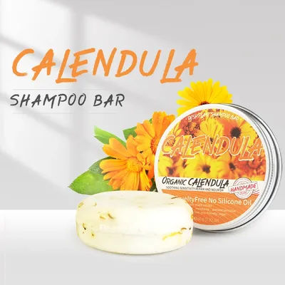 Calendula plant shampoo soap has no silicone oil or residue, deeply cleanses the scalp, controls oil and removes oil