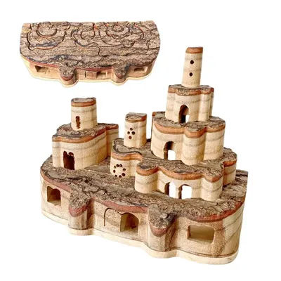 Kids Play Castle Toy Wood Castle Toy Figure Pop-up Model Wooden Toys Desk Decor Handmade Toy Castle