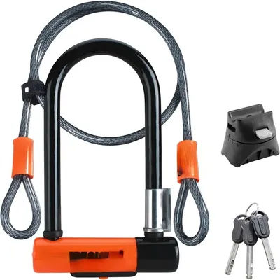 Evolution Mini-7 Bike U-Lock with Cable, Heavy Duty Anti-Theft Bicycle U Lock, 13mm Shackle and 10mm