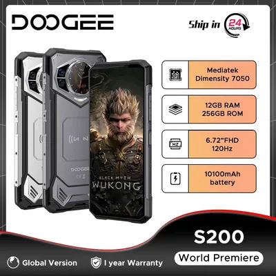 Global Version DOOGEE S200 5G Rugged Phone 12GB 256GB 1.32" AMOLED Rear Display Dimensity 7050 100MP Camera 10100mAh NFC