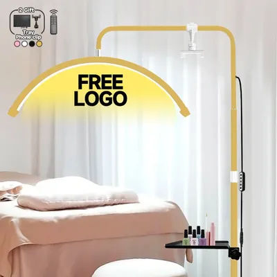 2025 Free LOGO Professional 23-inch Gold Half Moon Lash Light LED Ring Light Lashes Lamp for Lash Extensions Bed Tattoo Beauty
