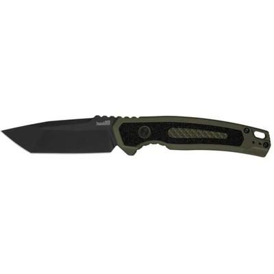 Kershaw Launch 16 Automatic Folding Knife 3.45in CPM M4 Tanto Plain Black Cerakote Blade Olive Cerakote Aluminum Handle 7105OLBLK