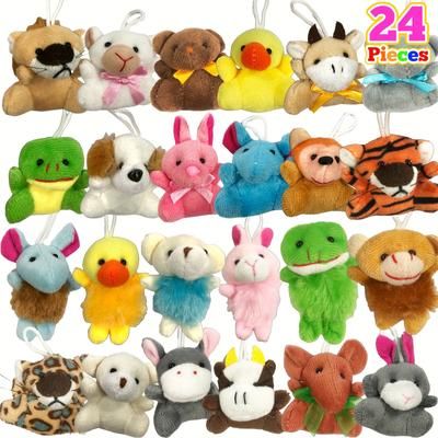 TEMU 24pcs Mini Plush Animal Keychains, Assorted Cute Stuffed Toys, Ideal For Kids, Carnival Prizes, School Gifts, Valentine's Day Party Favors