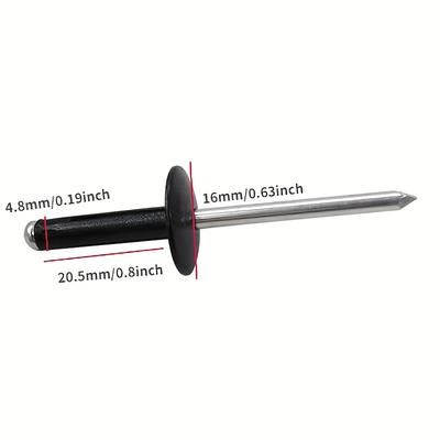 TEMU 50pcs Black Aluminum Trifold Blind Rivets - Large Flange, High Strength, 4.8mm Diameter, Design For Fastening