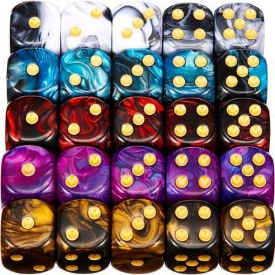 TEMU Esanda 5-color Polyhedral Dice Set For D&d, Rpg & Math - Perfect Gift For , Christmas | 25pcs