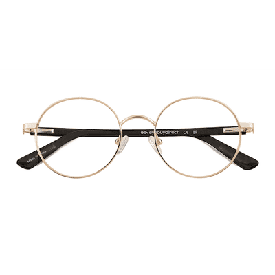 Unisex s round Gold Carbon Fiber,Metal Prescription eyeglasses - Eyebuydirect s Turn