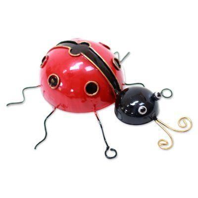 Charming Lady Bug,'Handcrafted Steel Lady Bug Decorative Figurine from Bali'