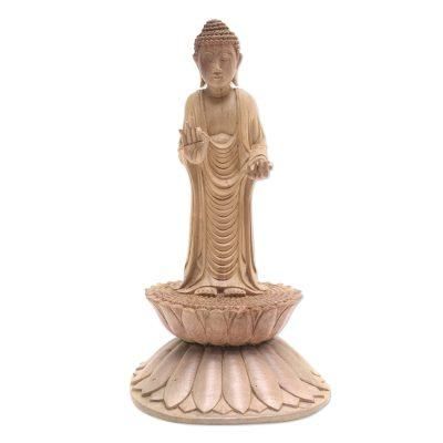 Buddha Brings Protection,'Hand Carved Hibiscus Wood Buddha Sculpture'