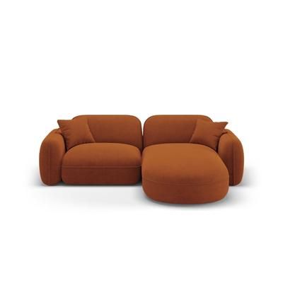 Divano angolare modulare destro 3 posti in velluto terracotta