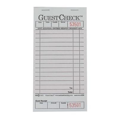 National Checking Company P3632SP Guest Check - 1 Part Booked, 1 Lines