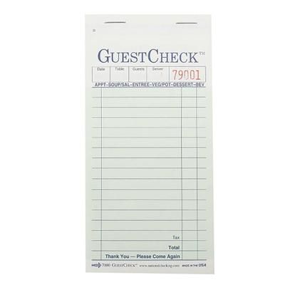 National Checking Company G7000 Guest Check - (2) Parts Booked, (17) Lines, Green