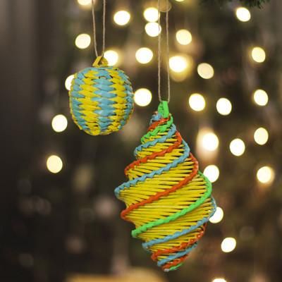 'Eco-Friendly Painted Recycled Paper Ornaments (Set of 2)'