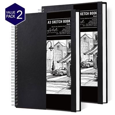 TEMU A3 Spiral Bound - 200gsm Thick Paper, Hardcover Drawing Pad With 50 Sheets/ Pages For Sketching And Portraits
