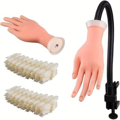TEMU Professional Silicone Practice Hand Nail Training Acrylic With 500 Pcs Kit - Beginners And Nail Hand Professional Practice Hand Model For Training Nail