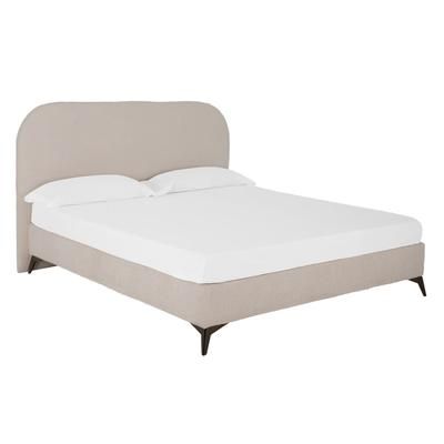 Letto imbottito in bouclé grigio chiaro per il materasso 150x200cm