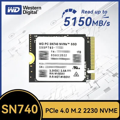 Western Digital WD SN740 2TB 1TB SSD M.2 2230 Gen4 PCIe 4.0 X4 NVMe Solid State Drive for Steam Deck Rog ally Surface ProX