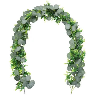 Artificial Silver Eucalyptus Greenery Garland Leaves Eucalyptus Dollar Vines Plant Wall for Wedding Arch Faux Garland Decor