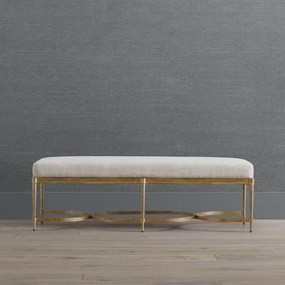 Angelina Bench - Matte Black, Ivory Linen Parks Performance - Frontgate